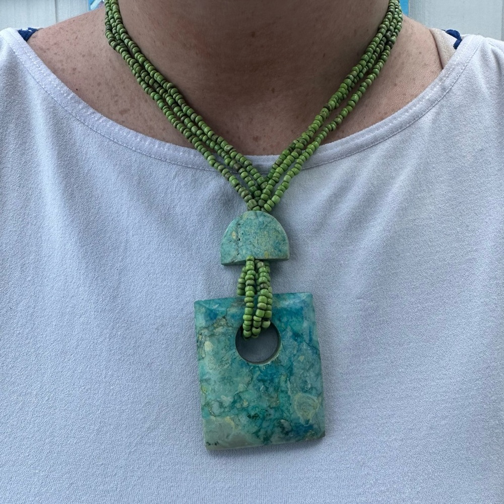 Handmade Beaded Stone Necklace